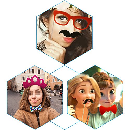 Lictin 86Pcs DIY Photo Booth Atrezzo Favorecer Incluyendo Cómica Divertida Creativa Bigotes Gafas Pelo Arcos Sombreros Labios para el Partido Boda Cumpleaños y La Graduación