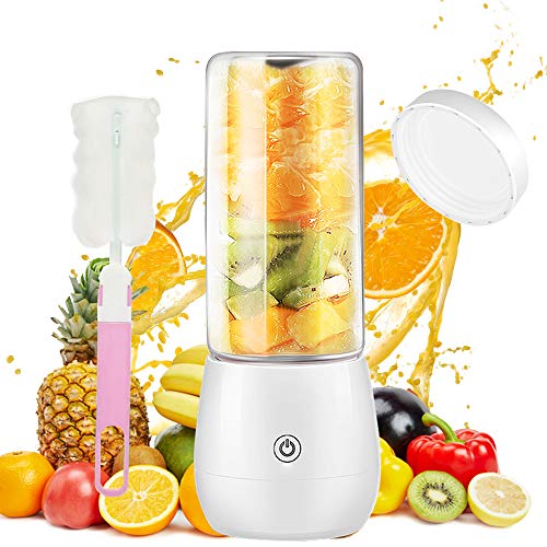 Licuadora Portátil, Mini Batidora Personal para Batidos y Smoothies con 6 Cuchillas 3D y Vaso Exprimidor de 450 ml, 4000mAh batería con USB Recargable para Fruta, Verdura, Smoothies, Milkshake