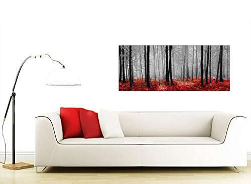 Lienzo moderno en negro, blanco y rojo con escenas de bosque de Wallfillers®