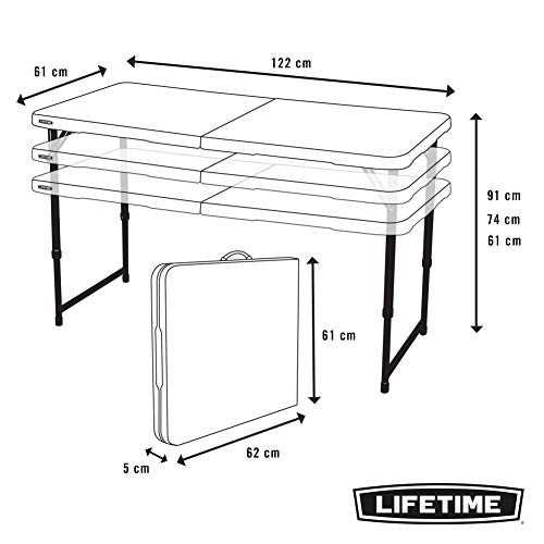 LIFETIME 4428 - Mesa plegable multiusos ultrarresistente, UV100, 122x61x56 - 91,5 cm