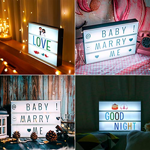 Light Box Caja de Luz A4 con Control Remoto con 420 Emoji y Símbolos, Ideal para Decorar Hogar, Habitación, Boda, Regalo para Navidad, Cumpleaños