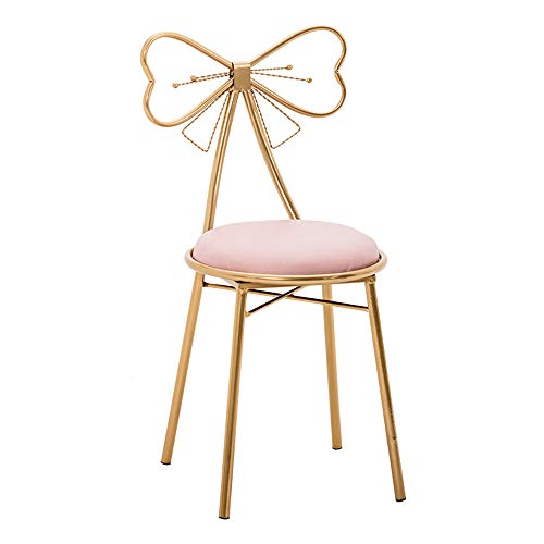 lijunjp Silla de tocador con Forma de Arco, Silla de jardín nórdico de Hierro con Respaldo, Taburete de Maquillaje de diseño romántico, Silla Princesa de Dormitorio, para Cocina, Pub, tocador