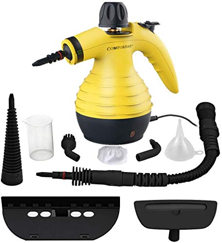 Limpiador De Vapor De Mano, Limpiador De Vapores Portátil De Usos Múltiples con 9 Accesorios para Quitar Manchas, Alfombras, Cortinas, Asientos de Auto, Cocina, Piso, Baño