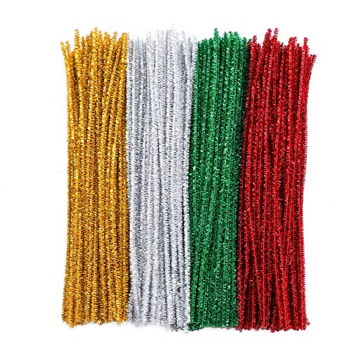 Limpiapipas 400 navideños Glitter Pipe Cleaners Crafts Set Limpiadores de Pipa Tallos de Chenilla Colores Variados para para niños Manualidades DIY Halloween Decoraciones navideñas Proyectos escolares