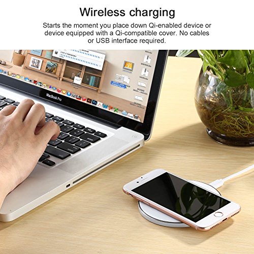 Limxems Cargador Inalámbrico 10W Qi Wireless Carga Rápida Quick Charger para iPhone XS/XS MAX/XR/X / 8 / 8Plus Samsung Galaxy Note 9 /S9 /S8 /S8 Plus /S7 /S8 /S9 / Edge /S6 / Note 8 - Blanco