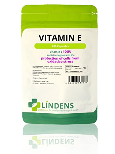 Lindens Vitamina E 100IU Cápsulas Pack 200 Potente Antioxidante que Contribuye hacia el Protección de Cells para Estrés Oxidativo