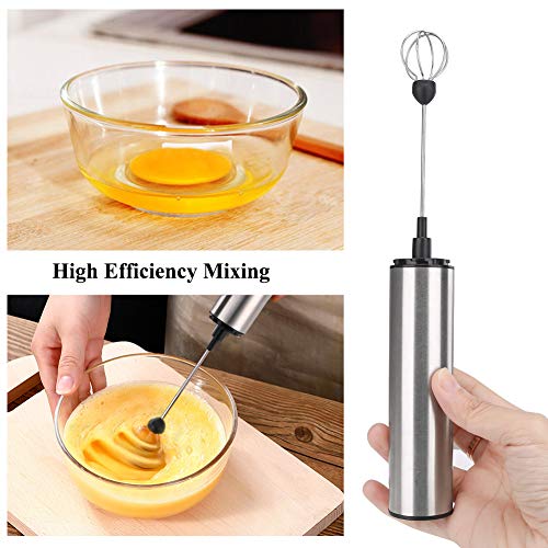 Linkax Espumador de Leche Eléctrico, USB Recargable Batidor de leche Eléctrico,vaporizador de leche,Acero Inoxidable Bubbler Leche para Latte, Capuchino, Huevo Batido