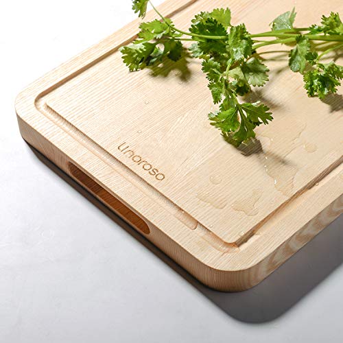 Linoroso exquisita tabla de cortar de madera de fresno para cocina, reversible, pequeña (36x26cm)