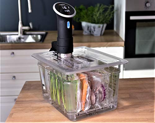 LIPAVI Sous Vide Contenedor – Modelo C10 cuartos – 12,7 x 10,3 pulgadas – Policarbonato resistente Estante L10 a juego y tapas a medida, Transparente transparente