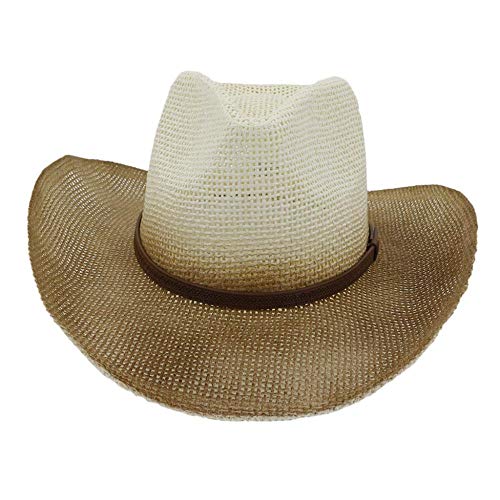 liqun Unisex Mujer Hombre Moda Verano Casual Sombrero Trendy Beach Sol Paja Ola Vaquero Clásico Ganadero Sombrero De Vaquera # Lr4, Beige, Talla Única