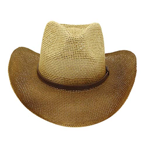 liqun Unisex Mujer Hombre Moda Verano Casual Sombrero Trendy Beach Sol Paja Ola Vaquero Clásico Ganadero Sombrero De Vaquera # Lr4, Beige, Talla Única