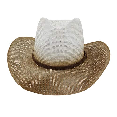 liqun Unisex Mujer Hombre Moda Verano Casual Sombrero Trendy Beach Sol Paja Ola Vaquero Clásico Ganadero Sombrero De Vaquera # Lr4, Beige, Talla Única