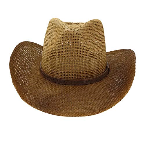 liqun Unisex Mujer Hombre Moda Verano Casual Sombrero Trendy Beach Sol Paja Ola Vaquero Clásico Ganadero Sombrero De Vaquera # Lr4, Beige, Talla Única