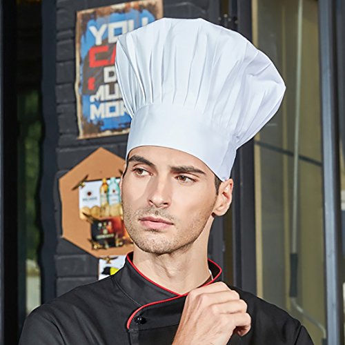 LissomPlume Gorro de cocina de algodón, gorro de cocinero blanco talla única