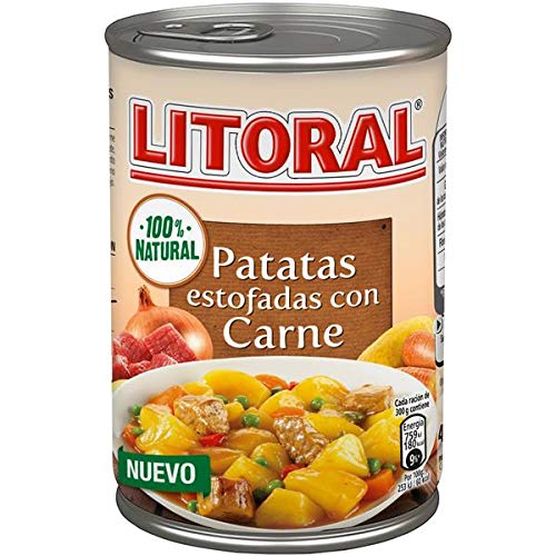 LITORAL Guiso de Patatas Estofadas con Carne - Plato Preparado Sin Gluten - Paquete de 10x420g - Total: 4.2 kg