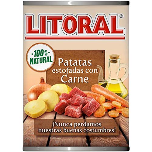 LITORAL Guiso de Patatas Estofadas con Carne - Plato Preparado Sin Gluten - Paquete de 10x420g - Total: 4.2 kg