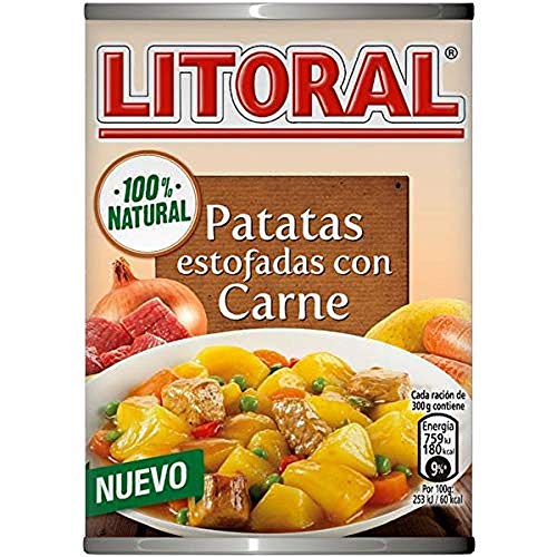 LITORAL Guiso de Patatas Estofadas con Carne - Plato Preparado Sin Gluten - Paquete de 10x420g - Total: 4.2 kg