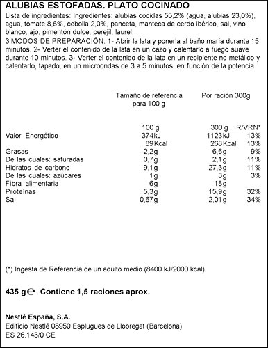 LITORAL Hoy Legumbres Alubias con su sofrito - Plato Preparado de Legumbres Sin Gluten - 430g