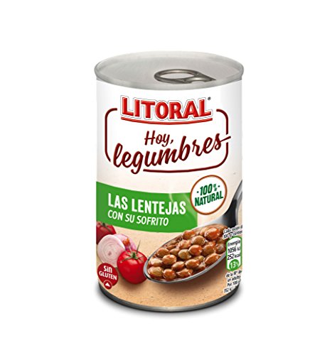 LITORAL Hoy Legumbres Lentejas con su sofrito - Plato Preparado de Legumbres Lentejas Sin Gluten - Paquete de 15x435g - Total: 6.52 kg