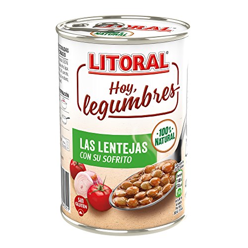 LITORAL Hoy Legumbres Lentejas con su sofrito - Plato Preparado Sin Gluten - 435g