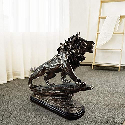 Liuuroc Artesanías de Resina Muebles creativos para el hogar Regalos Animal Oficina Imitación Cobre León Decoración Estatua-A