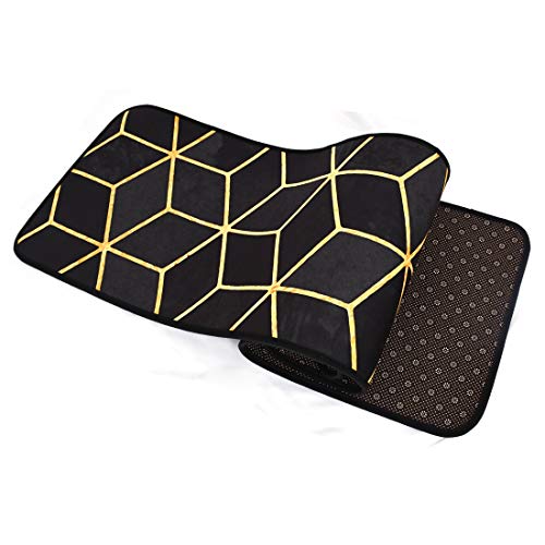 Liuzhou 2pcs Alfombras para Cocina Baño Antideslizantes, Alfombra de Pasillo Lavable, Alfombrilla de Cocina Decorativo, Tapete Absorción de Aceite y Agua 40x60cm y 40x120cm Negro