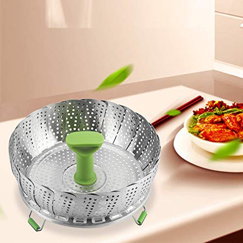 Liyeehao Vaporera Plegable, con un Soporte Triangular Antideslizante Cesta Plegable de 11 Pulgadas para Cocina de Restaurante