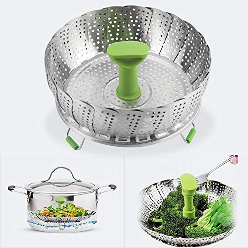 Liyeehao Vaporera Plegable, con un Soporte Triangular Antideslizante Cesta Plegable de 11 Pulgadas para Cocina de Restaurante