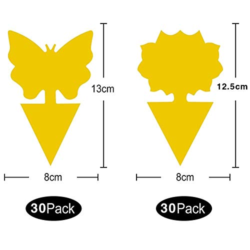 LjzlSxMF Trampa pegajosa, Moscas de la Fruta y el Mosquito de Trampa pegajosa Amarilla Bug trampas Desechables Pegamento tramperos para Planta de Interior Insecto de la Mosca de Control 60Pcs