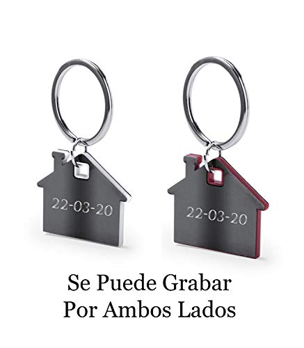 Llaveros Personalizados - Dos Llaveros Casas Parejas Compañeros Piso - Originales Grabados con Tus Nombres - Regalo Ideal Llaveros para Parejas Primera Nueva Casa (Casas Negras)