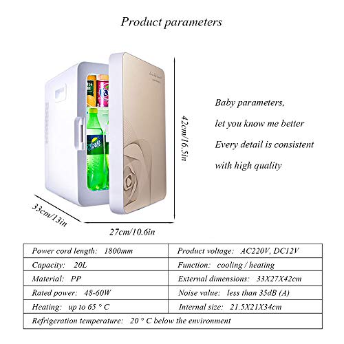 LLX Mini Congelador del Coche 20L Dormitorio del Estudiante De Poca Potencia Mini Coche Sistema De Refrigerador Pequeño Refrigerado Auto Hogar De Doble Uso,Silver