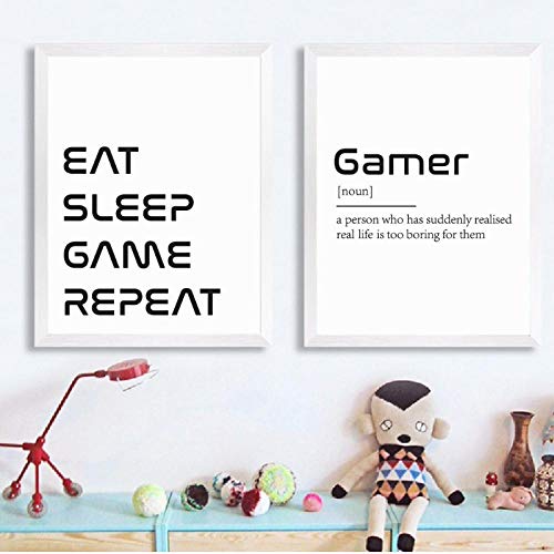 LLXHG Decoración De La Sala De Juegos Gamer Definición Carteles E Impresiones Playstation Fan Gift Modern Art Canvas Painting For Boys Bedroom Man Cave-40X60Cmx2 Sin Marco