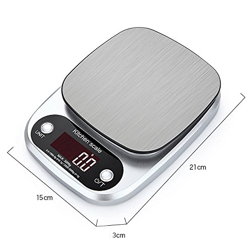 Ln-ZME Báscula de Cocina de Precisión, Balanza Electrónica 3kg / 0.1g Pantalla Digital Electrónica Práctica y Conveniente, Duradera (A)