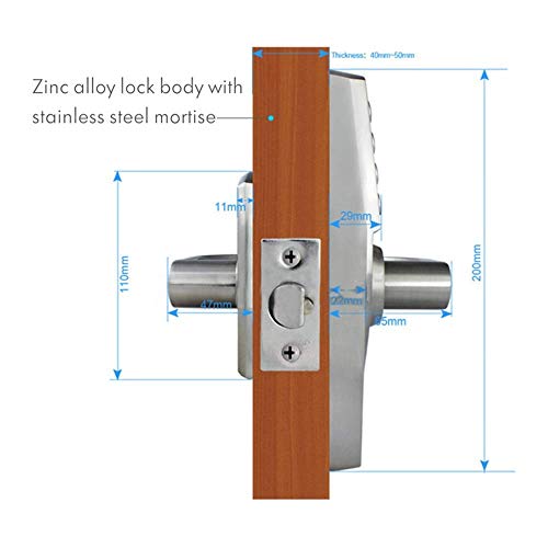 LNDDP Cerradura Puerta Inteligente Aleación Zinc Teclado Digital Clave contraseña Acero Inoxidable Cierre Simple Puerta Interior Cerradura embutir Sistema Seguridad para el hogar Plata