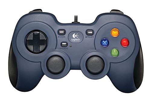 Logitech F310 Gamepad con Cable, Distribución Tipo Consola, Mando de Dirección 4 Conmutadores, Comodidad de Sujeción, Cable 1,8m, PC/Steam/AndroidTV , Azul/Gris