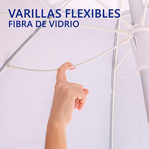 LOLAhome Sombrilla Playa antiviento, con 8 Varillas Flexibles, marrón de Fibra de Vidrio y Aluminio (ø 180 cm)