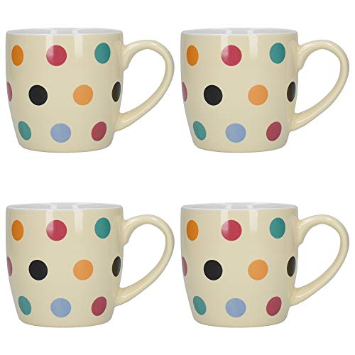 London Pottery - Juego de tazas de té (300 ml, 4 unidades), diseño de lunares, multicolor