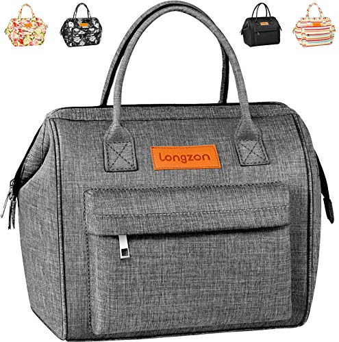 longzon Bolsa Térmica Porta Alimentos,15L Bolsa Térmica Comida Bolsa Porta Alimentos para Llevar Comida Almuerzo, Genial para Trabajo Playa Viaje,Gris