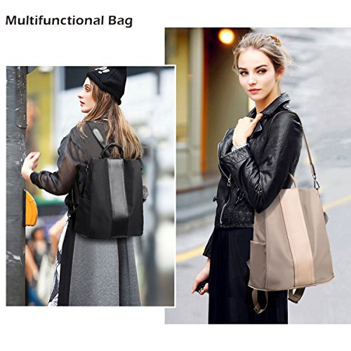 LOSMILE Mujer Bolsos mochila Bolsos de mano Bolsos bandolera Mochila de a diario Bolsa de Viaje Bolsos de peso Ligero Nylon Backpack Daypack para Escuela trabajo fecha (Negro-grande)