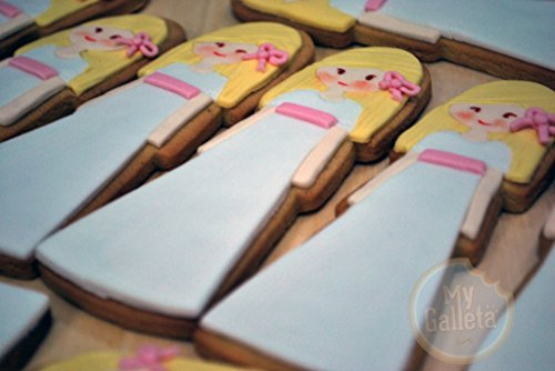 Lote de 10 Galletas decoradas artesanalmente de Primera Comunión NIña Rubia