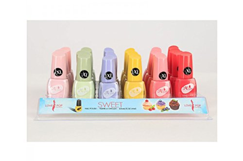 Lote de 6 esmaltes de uñas Sweet de tonos pastel, en rosa claro, verde, morado, amarillo, rosa, rojo – Lovely pop