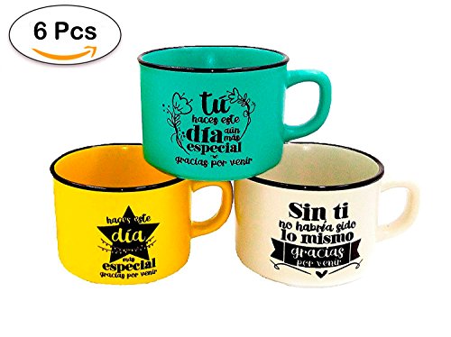 Lote de 6 Tazas con Frases"GRACIAS POR VENIR" (Precio Unitario) - Tazas Originales y Baratas para Detalles de Bodas, Bautizos y Comuniones. Tazas para regalar en Bodas Comprar Online en Amazon