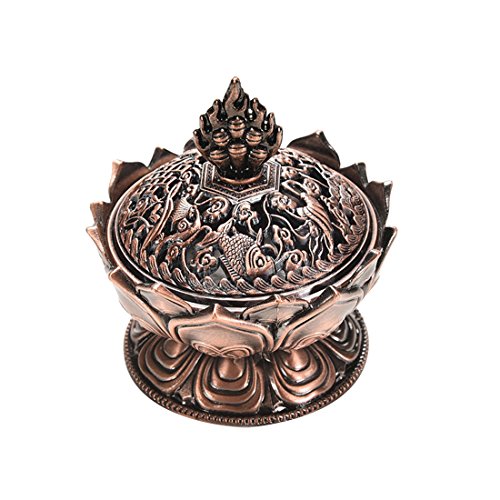 Lotus tibetana Diseñado aleación de bronce del arte del quemador de incienso de bronce mini decoración del hogar