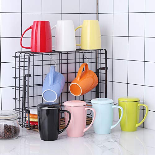 LOVECASA Tazas de Té con Tapa y Filtro Acero inoxidable 450 ML, Taza Tisana de Porcelana Rojo