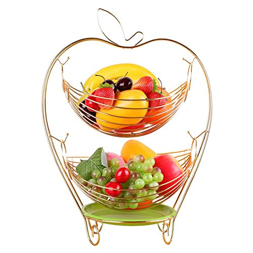 Lqchl Plato De Frutas Vaciar Cesta De Fruta De Doble Disco Habitación Caja De Bombones,G