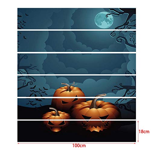 LQH 6pcs / Set de Halloween de la Luna de la Escalera Principal de la Calabaza Pegatina extraíble Etiqueta de la Escalera