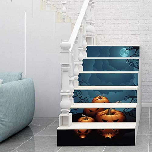 LQH 6pcs / Set de Halloween de la Luna de la Escalera Principal de la Calabaza Pegatina extraíble Etiqueta de la Escalera