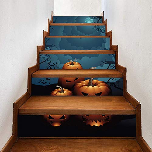 LQH 6pcs / Set de Halloween de la Luna de la Escalera Principal de la Calabaza Pegatina extraíble Etiqueta de la Escalera