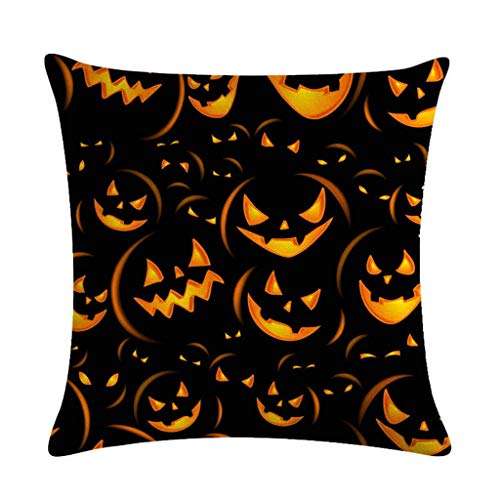 LQH De Halloween Spooky Bosque de la Luna Ronda Tire Suministros Funda de Almohada de algodón Decorativo del hogar Cuadrado de la Cubierta del Amortiguador del Horror del Partido de Lino (Size : 20)