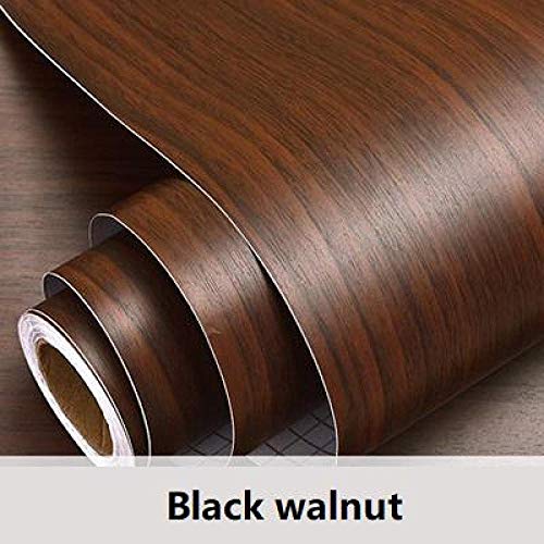 lsaiyy de Madera de Vinilo de PVC para gabinetes de Cocina Revestimiento de Estante Armario Pegatinas de Puerta Papel Pintado Autoadhesivo Impermeable Nogal Negro 60cmX10m